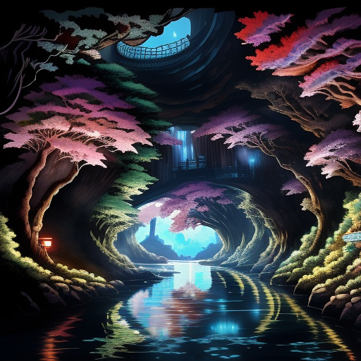 A cave in anime style