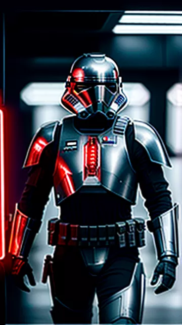 Describe star wars , commando trooper that his armor look like senate gard and has jetpack with wrist rockets show it in the heavy battle  in sci-fi style