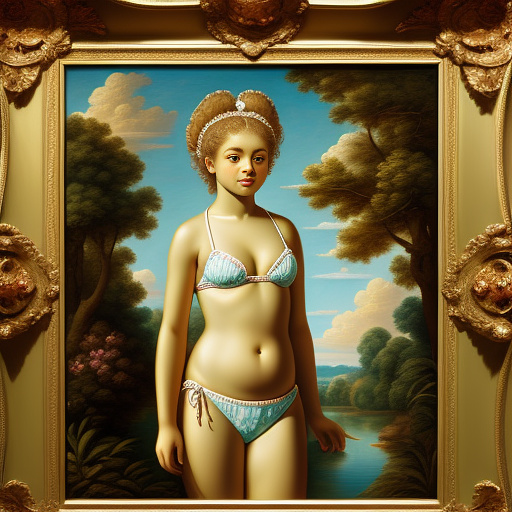 Thick 11 year old girl with bikini  in rococo style