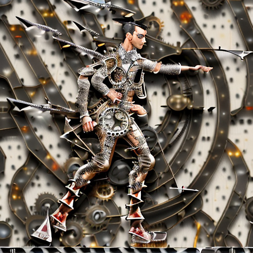 An airplane is flying. people in steampunk style