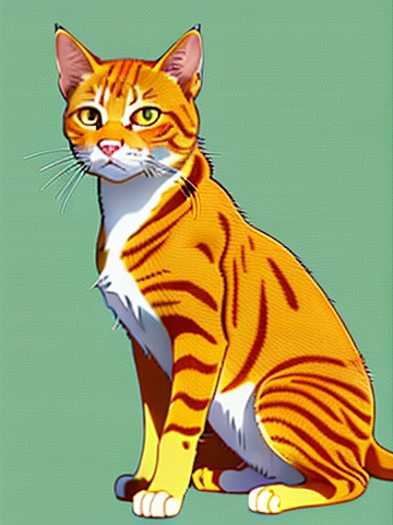 Orange tabby cat wearing a bandana with the rising sun on its forehead.
 in anime style