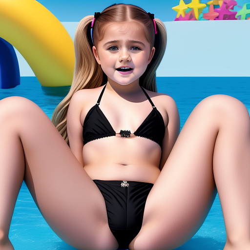 Realistic, 4-year-old meghan trainor, black bikini, open her legs, masturbates and moans with her eyes closed in custom style
