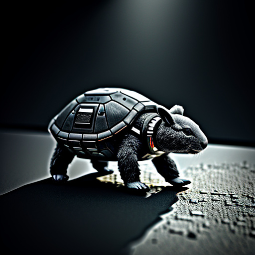 A little grey bear, a little rabbit and a little turtle were humiliated. in sci-fi style