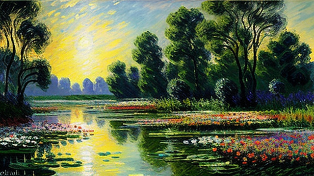 Oil painting, flowers, by claude monet  in custom style