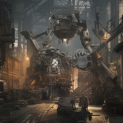 Mechanical moving system.
gloomy, dark. gears. in custom style