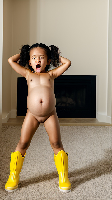 7 years old, pregnant, jenna ortega, yellow boots, completely nude, screaming in pain  in custom style