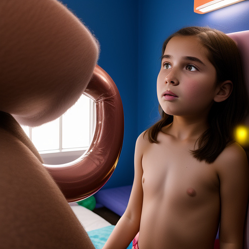 Ultra realistically 13 year old daughter is fucked by father with a big cock at night in the children's room in custom style