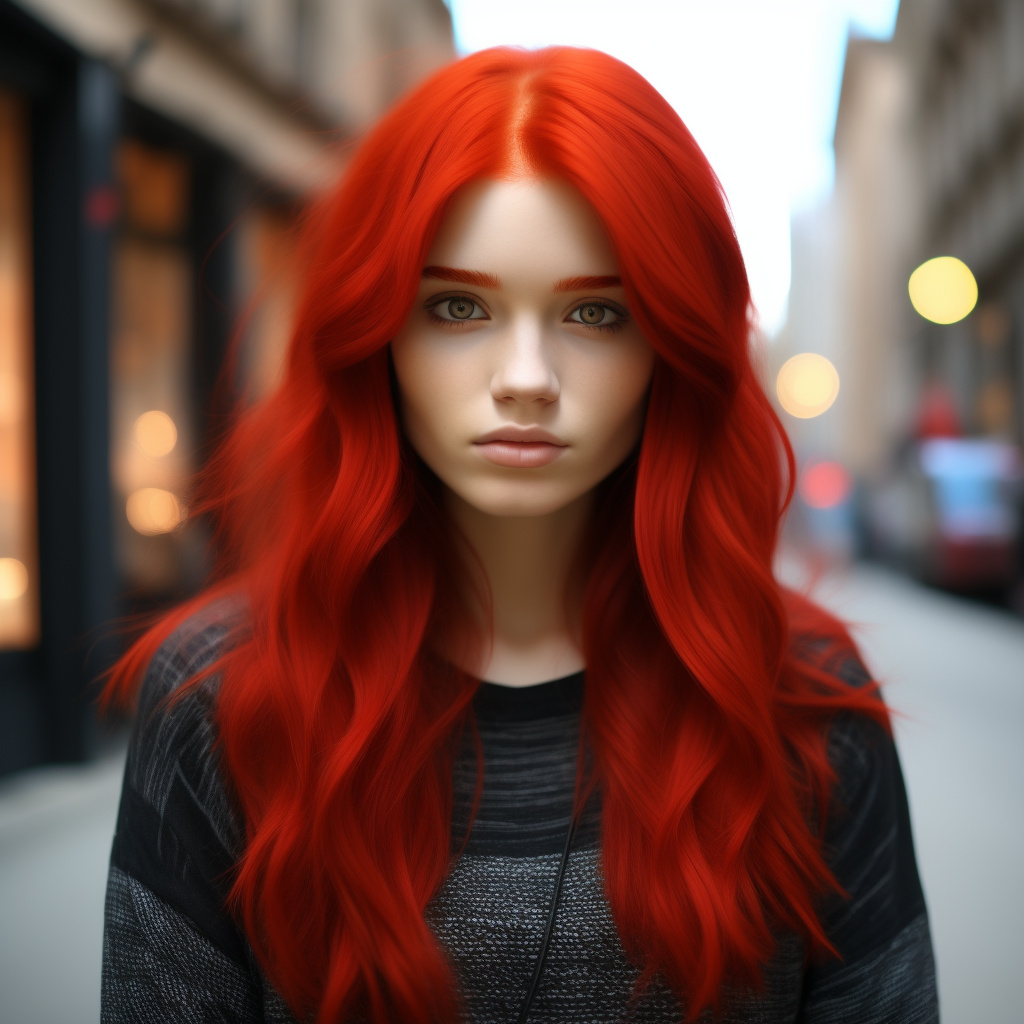 A girl with red hair  in custom style