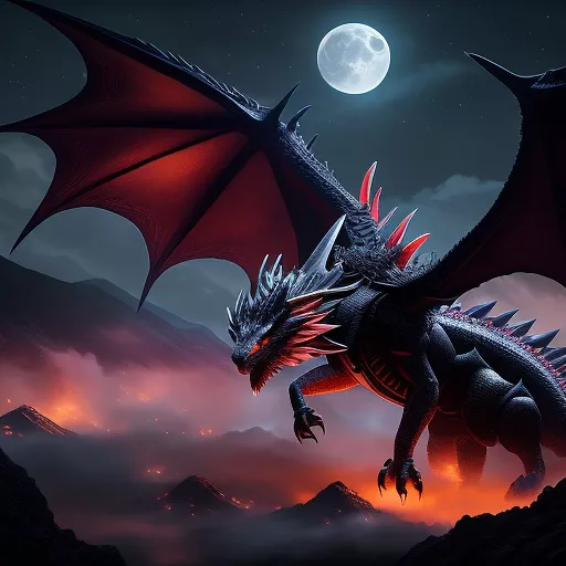 A gigantic dragon, with wings that gives off smoke with stars visible in the smoke, and in a dark sky lit by the moon but it is beautiful and not scary, just nice and not threatening in the way of yu-gi-oh in anime style