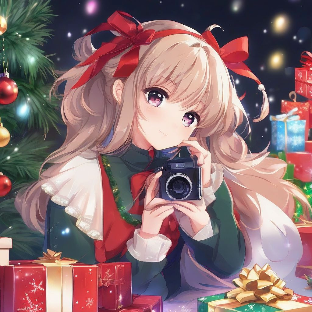 Design a photo of christmas 2026, let it be fantasy, let it be 2026, let it be a page flipper, add a series of your own accessories, the size should be 256x1024  in anime style