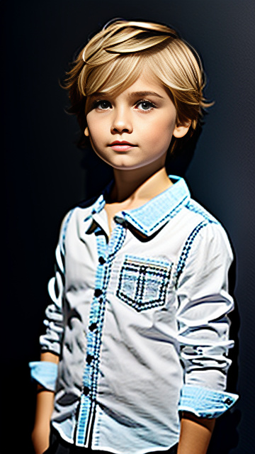 White, blonde, very cute, girl 9 years old, short blond hair  in custom style
