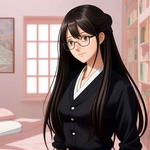 Ultra realistically a 22 year old german girl with a black braid with glasses and brown eyes 1.70 tall thin with a cell phone in hand with schoolgirl uniform with a spreading legs on the bed and underwear with opening in the crotch in anime style