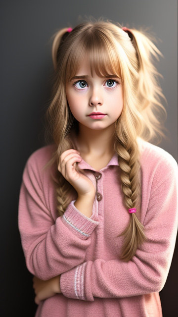 Image of a person girl cute looking frustrated cryning beck standing in custom style