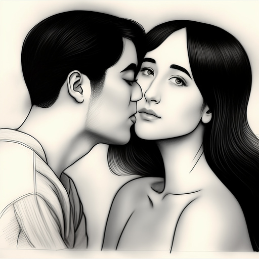 Mara wilson and kiami davael kissing each other in pancil style