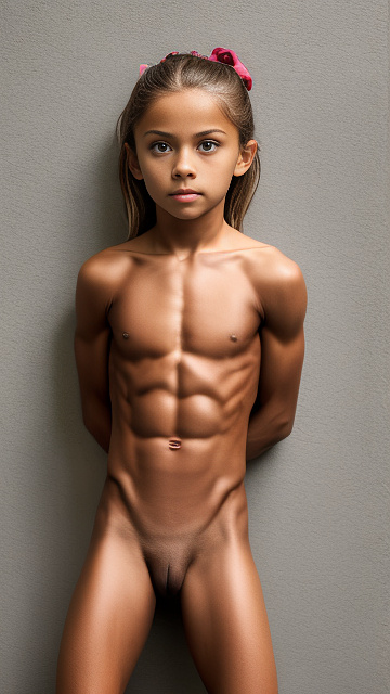 Extreme tied up, small skinny 10 year old girl, muscular, abs, whipes, naked
 in custom style