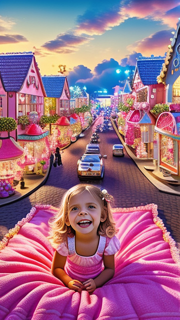 Realistic, detailed, 12-year-old blonde girl, pregnant, pink wedding outfit, showing belly, laying on bed, top down full body view, mouth open,  in kids painted style