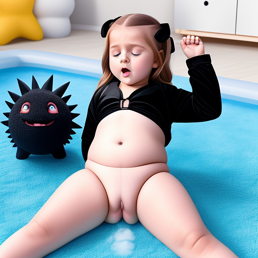 Realistic, 4-year-old meghan trainor, black bikini, touches on her mound (mons pubis), masturbates and moans with her eyes closed in custom style