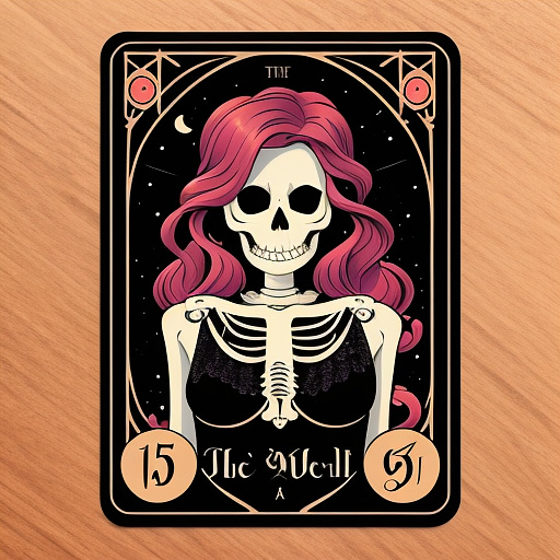 Skeleton mom tarot full card  in disney painted style