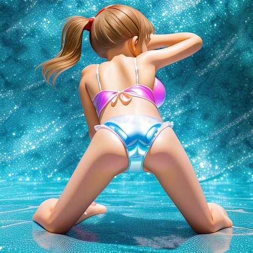 9 year old girl
tiny swimsuit
huge big boobs
kneeling
shiny swimsuit

yelling 
crying in anime style