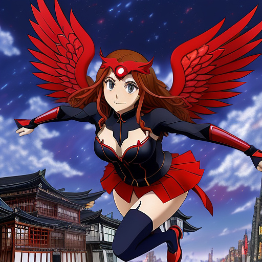My twitch name nightwinggoddessttv as animated scarlet witch with wings  in anime style