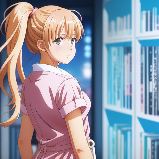 Doctor listening to teenager girl belly with stethoscope
 in anime style