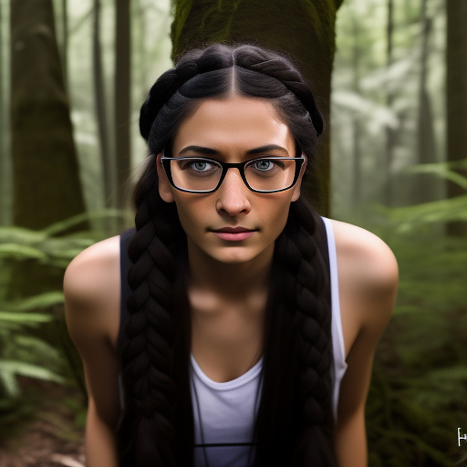 Ultra realistically a 40 year old man forces a 22 year old german girl with a black braid with glasses and brown eyes 1.70 tall thin sex in the forest and penetrates his penis into her vagina with his penis in custom style