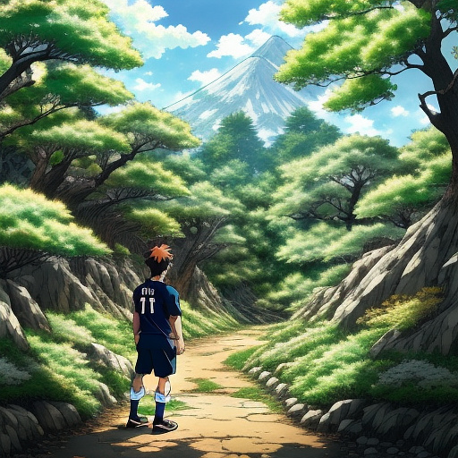 Messi in nature in anime style