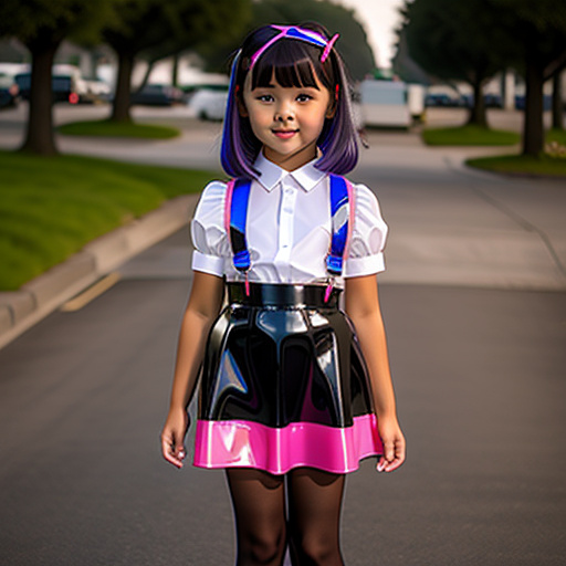 6 year old girl latex  short skirt in custom style