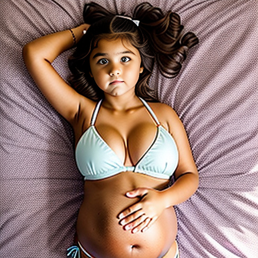 Little sister of 14-years-old pregnant of 40 weeks at bed and a round big belly and not that big boobs dressing a bikini looking at the camera "not touching her belly" as she had a rough day at school and not that chubby talking a nap at bed you now what make her stand up in custom style