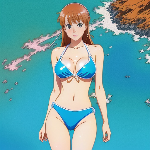 Girl in bikini spreading her legs in anime style