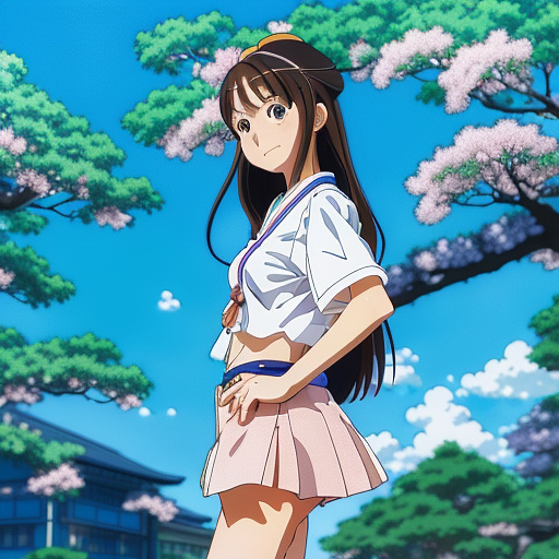 Japanese girl with mini skirt  in anime style