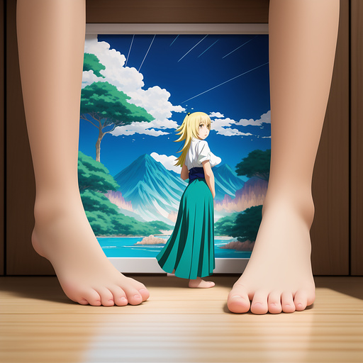 Tickle feet woman
 in anime style