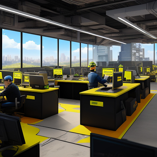 Comic-style, sarcastic illustration: in a worksite, several employees of diverse gender all wear safety gear—helmets, high-visibility vests, gloves—while working diligently and respecting every rule. in clear contrast, the boss (any gender) is visibly unconcerned about safety: feet on the desk, ignoring the workers, looking bored or distracted, maybe even using a phone. the environment highlights the difference: strict safety on the shop floor, carefree attitude in the boss. no text or speech bubbles, just exaggerated facial expressions and body language. use vibrant, bold comic colors. emphasize irony: the team takes safety seriously, but the leader does not. in angelcore style