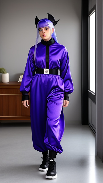 Billie eilish cosplaying violet beauregarde in custom style