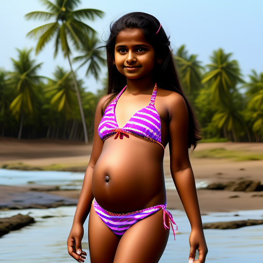 A 11 yrs old pregnant girl in bikini 👙 in kerala style  in custom style