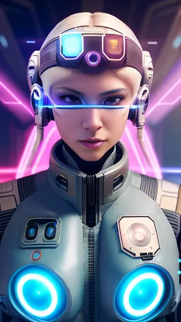 Photorealistic orbital fighter pilot with cybernetic interface.

 in angelcore style