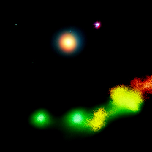 A cheerful transformer flies through space against the backdrop of planets. in sci-fi style
