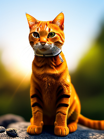 Orange tabby cat wearing a hachimaki with the rising sun on its forehead.
 in angelcore style