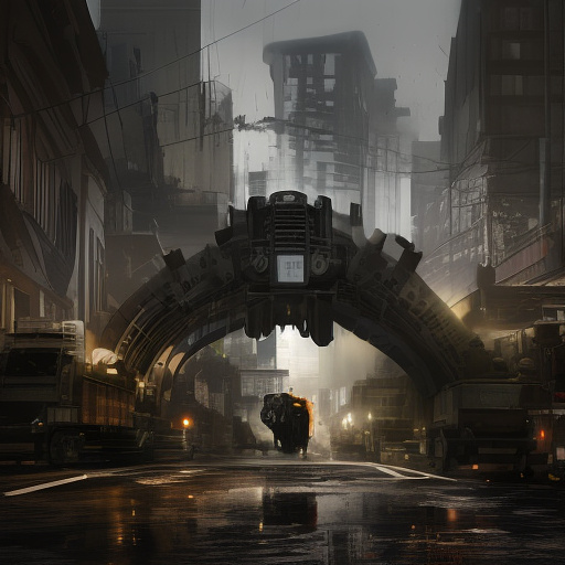 Mechanical moving system.
gloomy, dark. in custom style