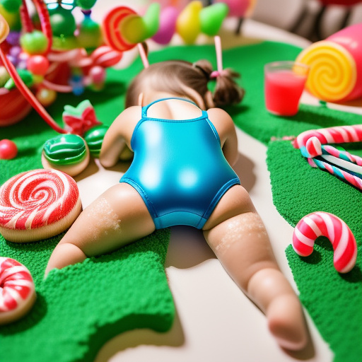 9 year old swimsuit bends over behind with her sexy gyat in kids painted style