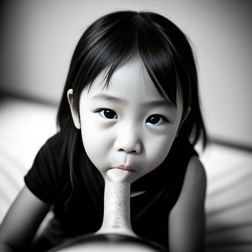 Japanese 7 years old girl sucking old man's penis in bw photo style