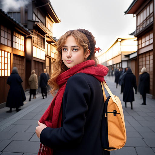 A woman holding a burning scarf, in the street and crowd is encourage her. her hair dance in the wind. art, her back is to us, revolution. in anime style