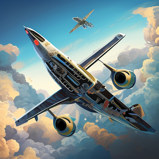 Funny plane is flying. the side door of the plane is open. people are falling out of the plane. in disney painted style