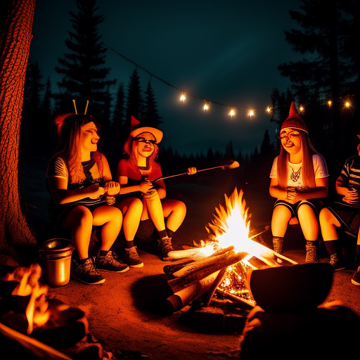Trolls partying around a campfire in custom style