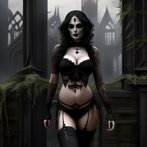Gorgeous shemale in bikini  full body  in gothic style