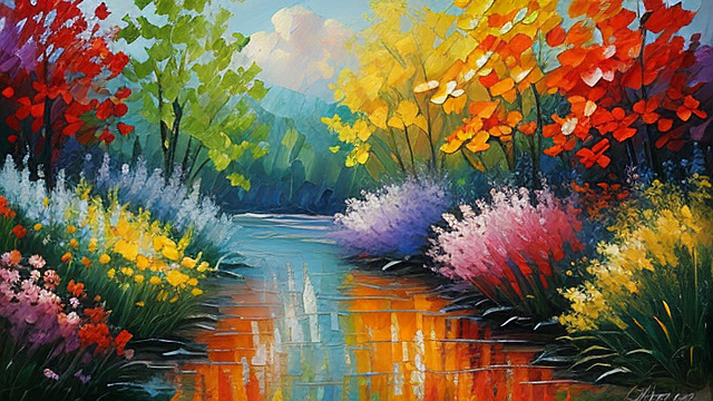 Impressionist oil painting flower  in custom style