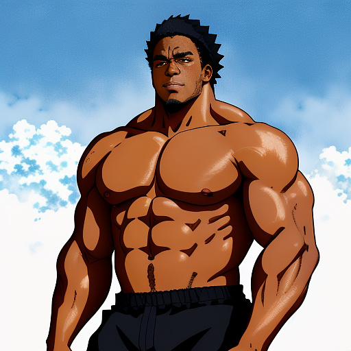 Big sweaty black men
 in anime style