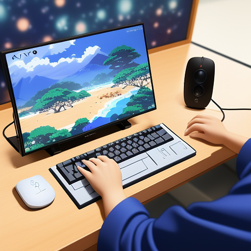 /imagine crie uma imagem de jinbei, um personagem de one piece, como um programador. jinbei deve estar sentado em uma cadeira de escritório, na frente de um computador, programando. ele deve estar em um ambiente de escritório moderno, com monitores, teclado e mouse.
 in anime style