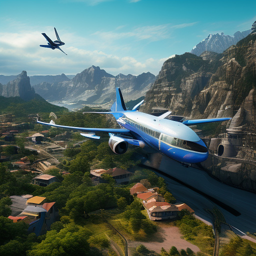 Funny plane is flying. the side door of the plane is open. people are falling out of the plane. in disney 3d style