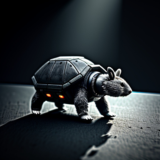 A little grey bear, a little rabbit and a little turtle were humiliated. in sci-fi style
